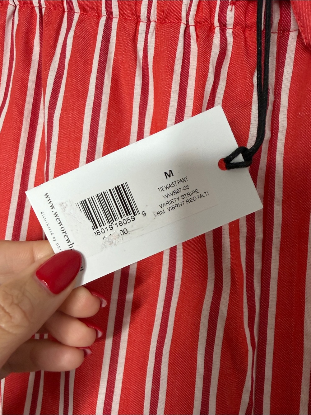 WeWoreWhat Tie Waist Wide Leg Pant Red Multi NWT Medium - Picture 7 of 8